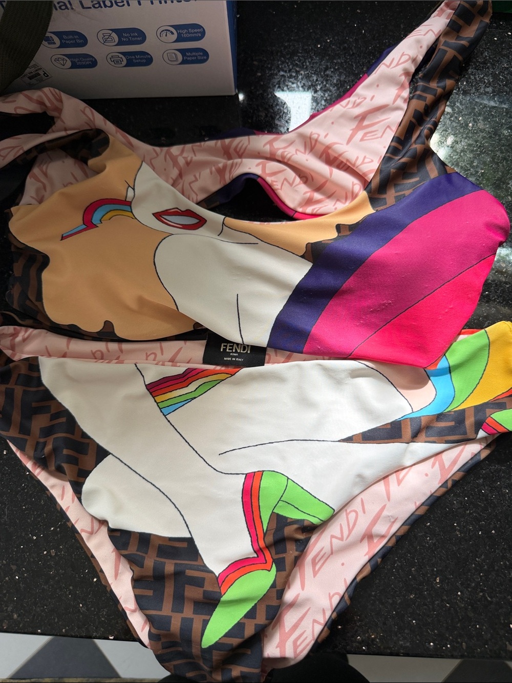 Fendi 2 faux Piece Swimsuit - Multicolor Graphic large